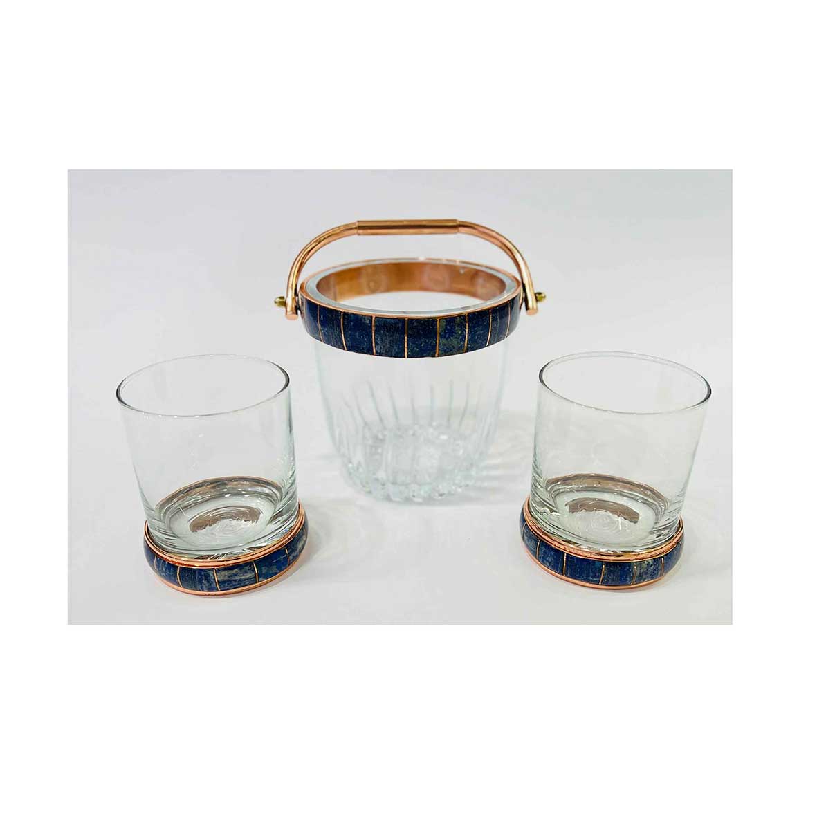 Set Hielera + 2 Vasos Whisky Lapislazuli Cobre