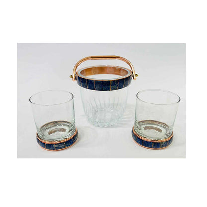 Set Hielera + 2 Vasos Whisky Lapislazuli Cobre