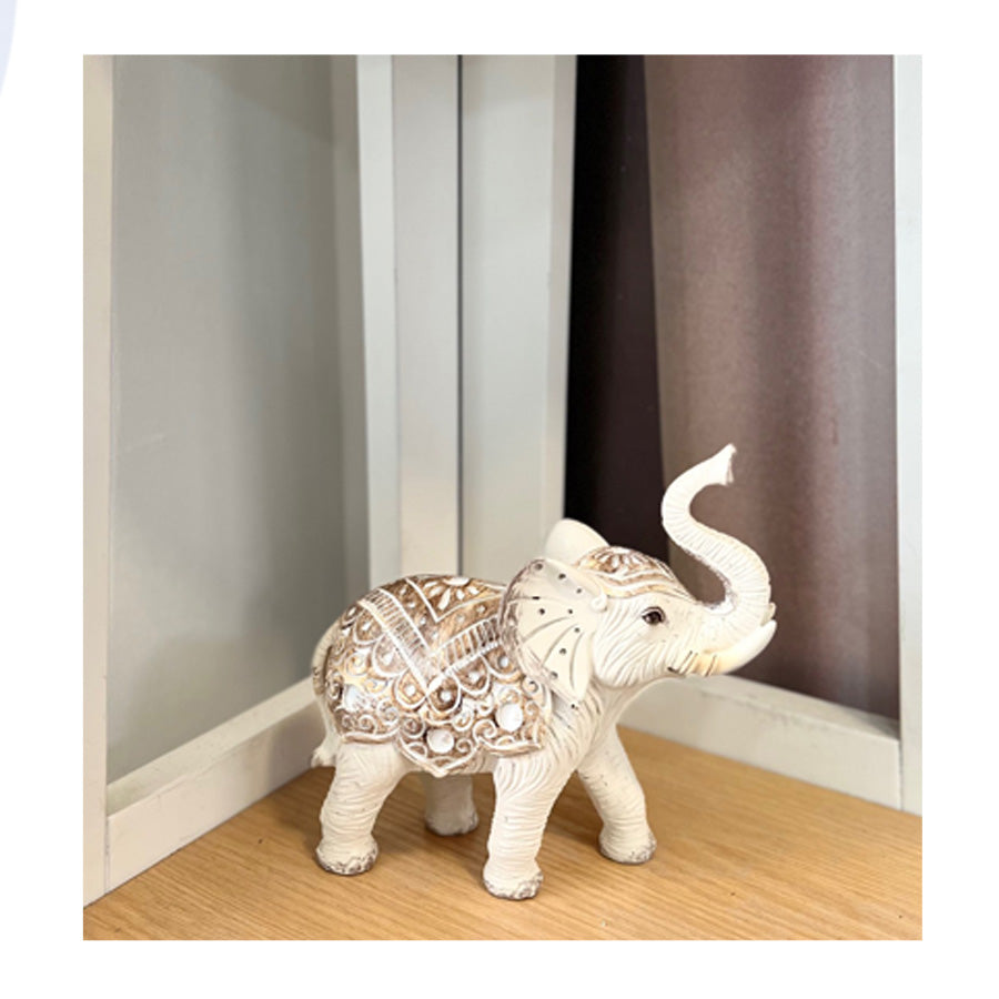 Figura Decorativa Poliresina Elefante Beige